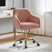 Pink Velvet Swivel Jacyln Office Chair