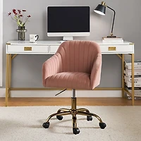 Pink Velvet Swivel Jacyln Office Chair