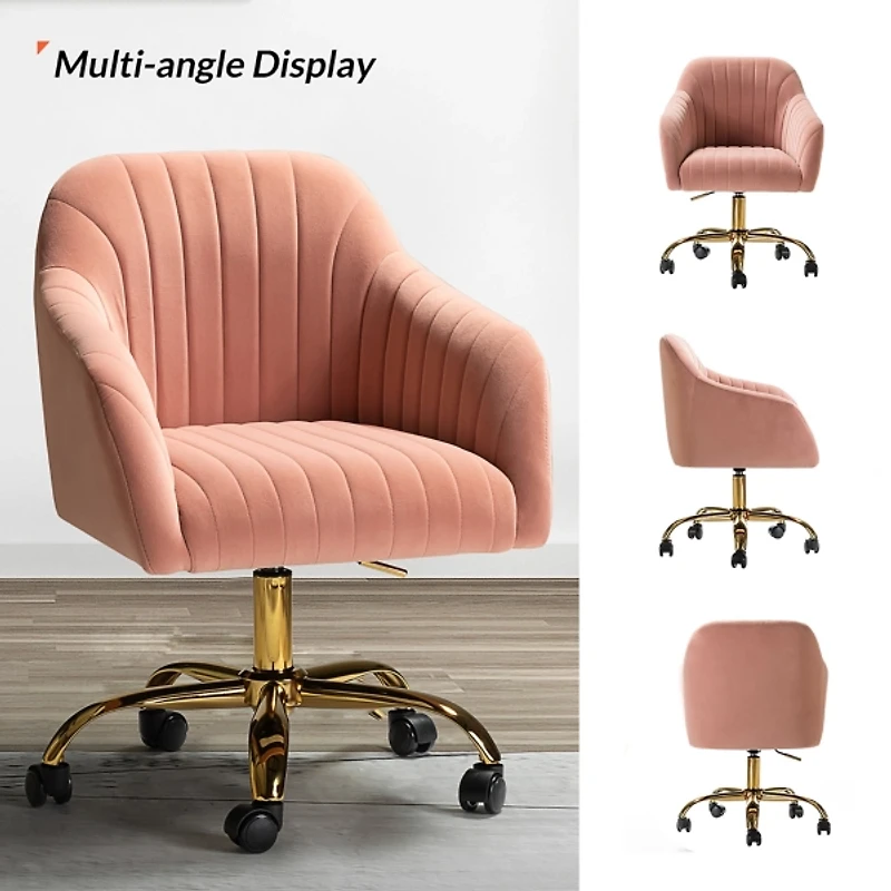 Pink Velvet Swivel Jacyln Office Chair