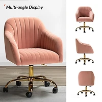 Pink Velvet Swivel Jacyln Office Chair