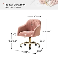 Pink Velvet Swivel Jacyln Office Chair