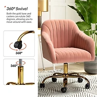 Pink Velvet Swivel Jacyln Office Chair