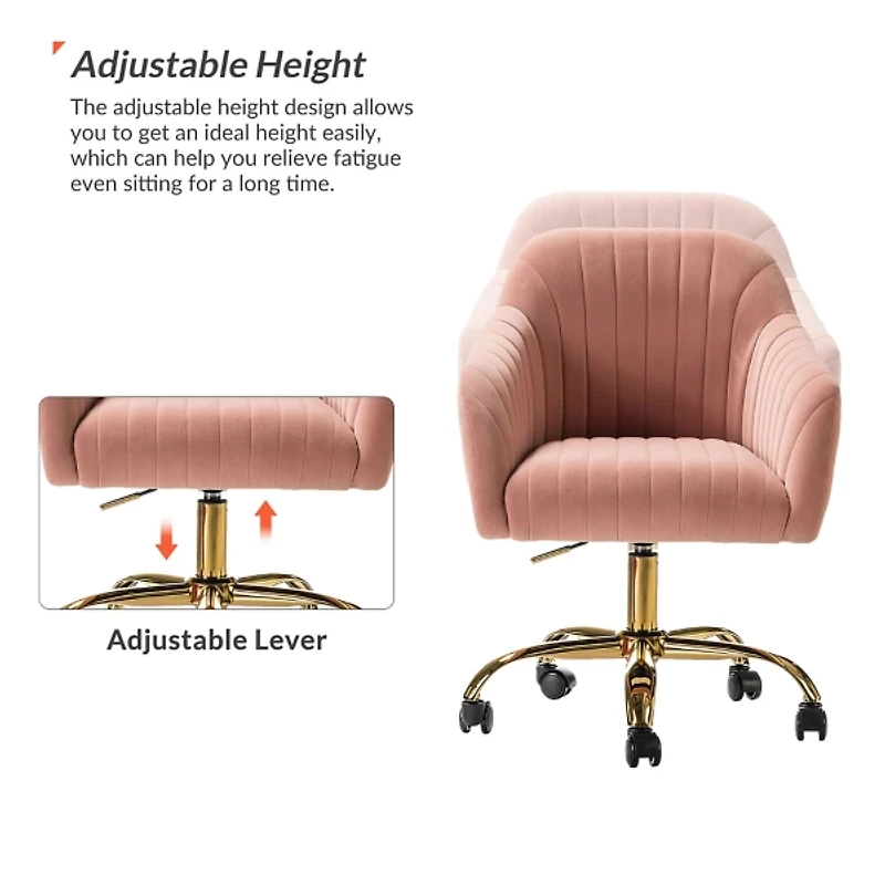 Pink Velvet Swivel Jacyln Office Chair