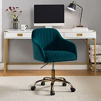 Teal Velvet Swivel Jacyln Office Chair