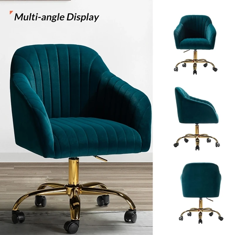 Teal Velvet Swivel Jacyln Office Chair