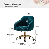 Teal Velvet Swivel Jacyln Office Chair