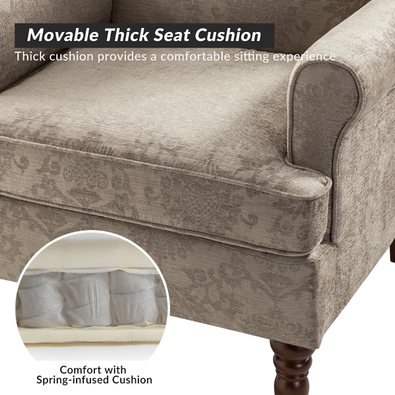 Floral Brocade Wingback Ella Armchair