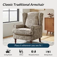 Floral Brocade Wingback Ella Armchair