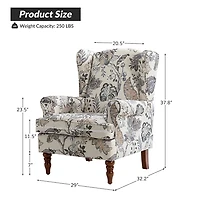 Ivory Floral Brocade Wingback Ella Armchair