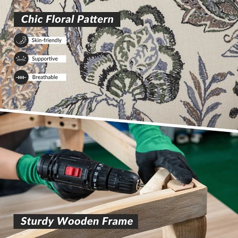 Ivory Floral Brocade Wingback Ella Armchair