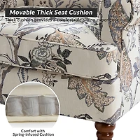 Ivory Floral Brocade Wingback Ella Armchair