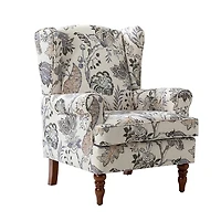 Ivory Floral Brocade Wingback Ella Armchair