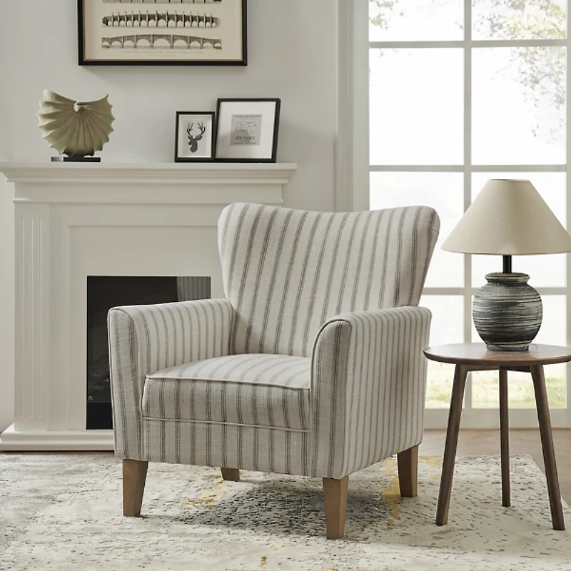 Gustaf Gray Striped Armchair