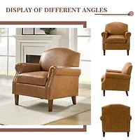Camel Faux Leather Nailhead Taylor Armchair