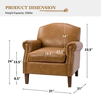 Camel Faux Leather Nailhead Taylor Armchair
