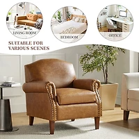 Camel Faux Leather Nailhead Taylor Armchair