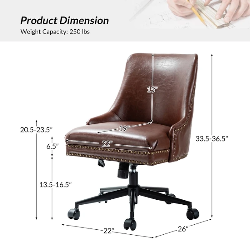 Brown Faux Leather Rocking Office Chair