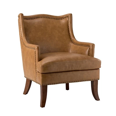 Camel Faux Leather Ophelia Accent Chair
