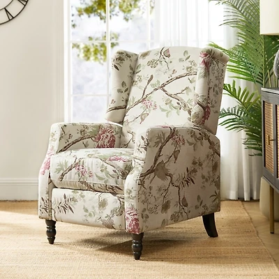 Cream Vintage Floral Reclining Armchair