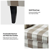 Beige Buffalo Check Upholstered Armchair