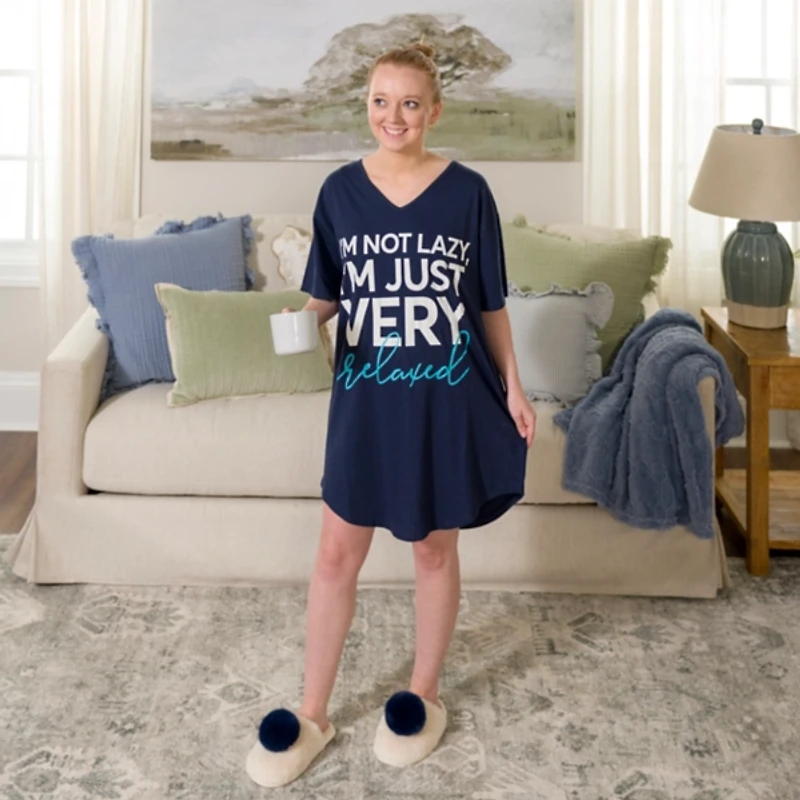 Not Lazy Just Relaxed Pajama Dress, S/M