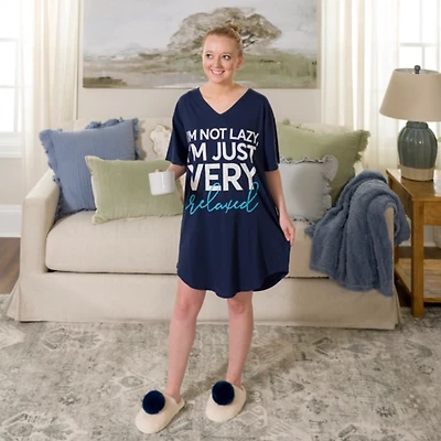 Not Lazy Just Relaxed Pajama Dress, S/M