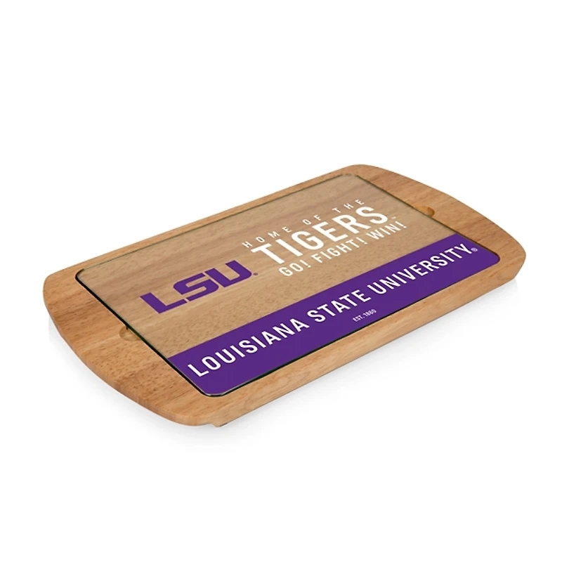 LSU Tigers Wood and Glass Serving Board
