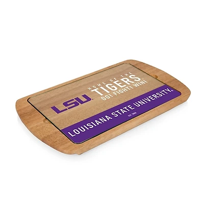 LSU Tigers Wood and Glass Serving Board