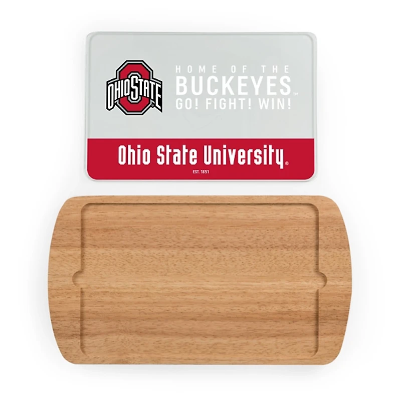 Ohio State Buckeyes Wood and Glass Serving Board