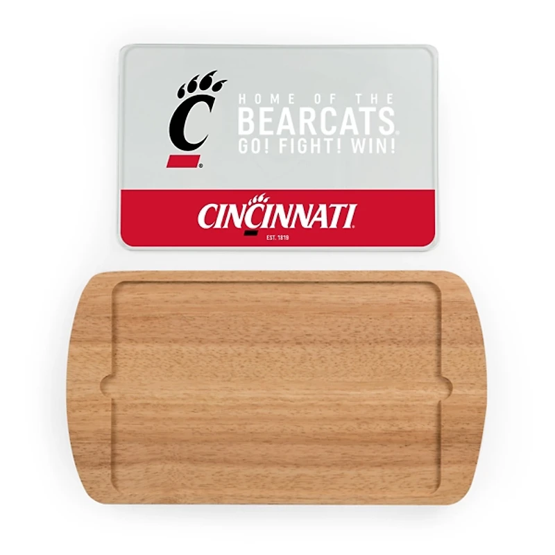 Cincinnati Bearcats Wood and Glass Serving Board