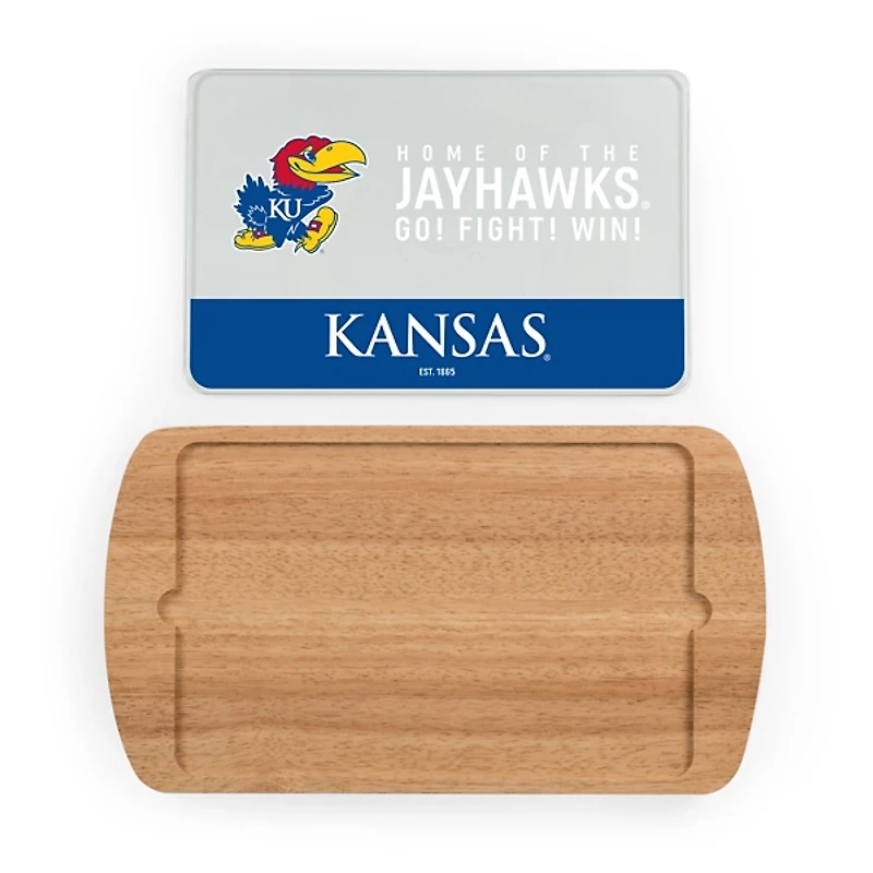Kansas Jayhawks Wood and Glass Serving Board