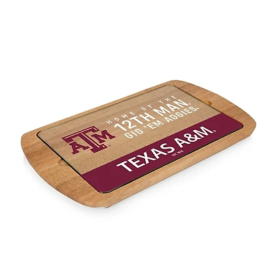 Texas A&M Aggies Wood and Glass Serving Board