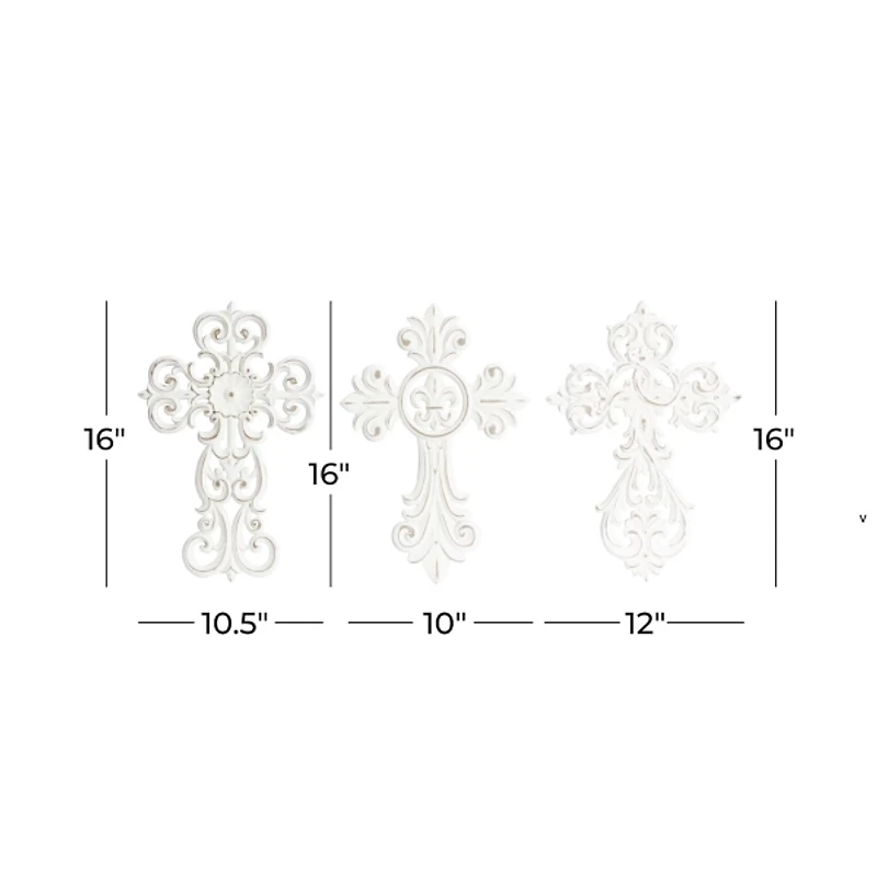White Wood Wall Cross Wall Plaques, Set of 3