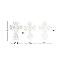 White Wood Wall Cross Wall Plaques, Set of 3