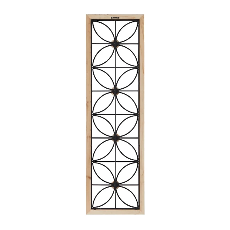 Wood and Metal Floral Windowpane Wall Plaque