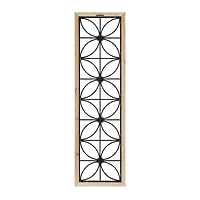 Wood and Metal Floral Windowpane Wall Plaque