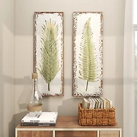 Embossed Metal Leaves Wall Plaques, Set of 2