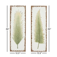 Embossed Metal Leaves Wall Plaques, Set of 2