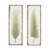 Embossed Metal Leaves Wall Plaques, Set of 2
