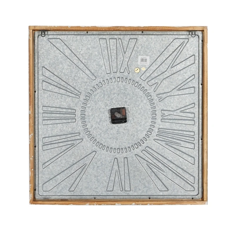 Square Galvanized Metal Wall Clock
