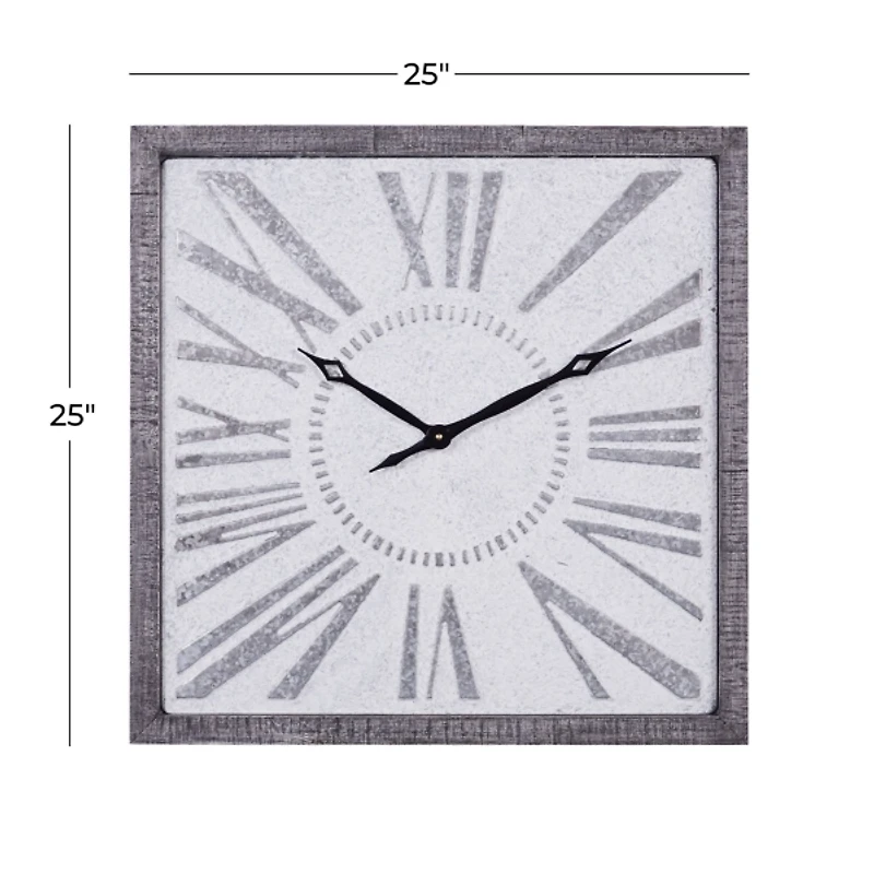 Square Galvanized Metal Wall Clock