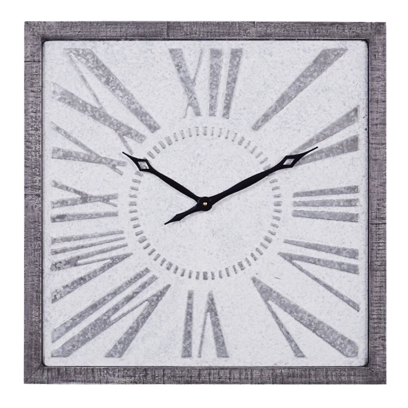 Square Galvanized Metal Wall Clock