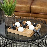 Wooden Black & White 3D Tic Tac Toe Set