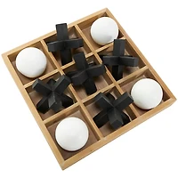Wooden Black & White 3D Tic Tac Toe Set
