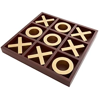Brown Wood Gold Tic Tac Toe Game Set