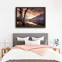 The Quiet of Sunset Walnut Framed Canvas Art Print