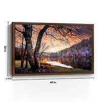 The Quiet of Sunset Walnut Framed Canvas Art Print