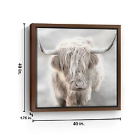 Solo Highland Cow Framed Canvas Art Print, 40x40