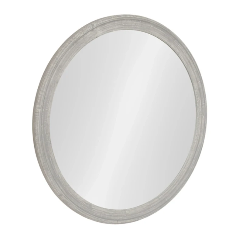 Round Gray Mansell Wood Wall Mirror