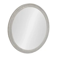 Round Gray Mansell Wood Wall Mirror